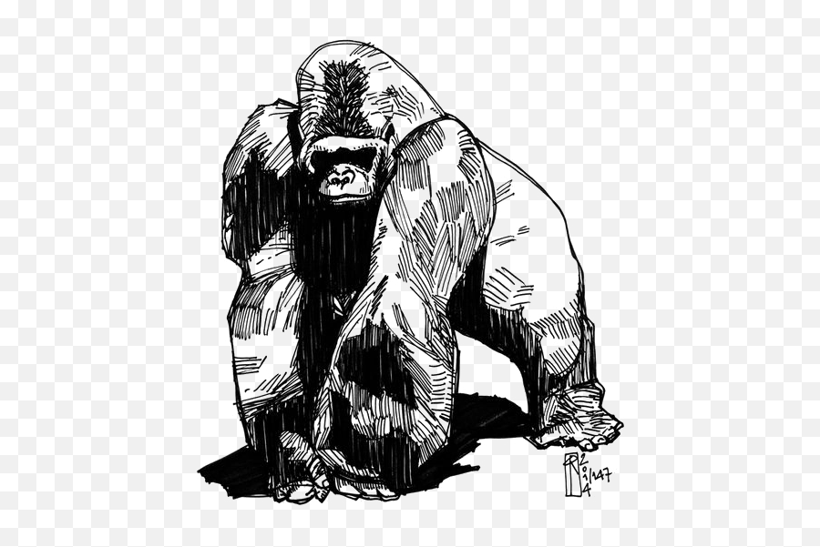 Download Free Png Tattoo Gorilla Western Groovanometry - Gorilla Tattoo Design,Gorilla Cartoon Png