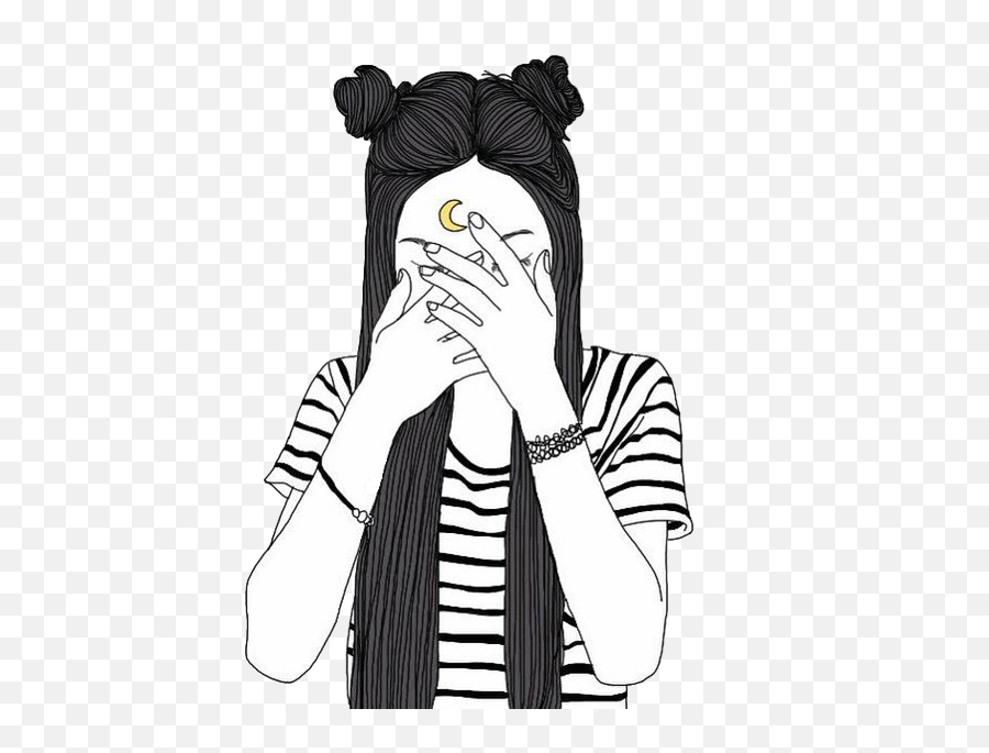 Sad Girl Png - Avatan Plus Instagram Black And White Girl Drawings,Sad Girl Png