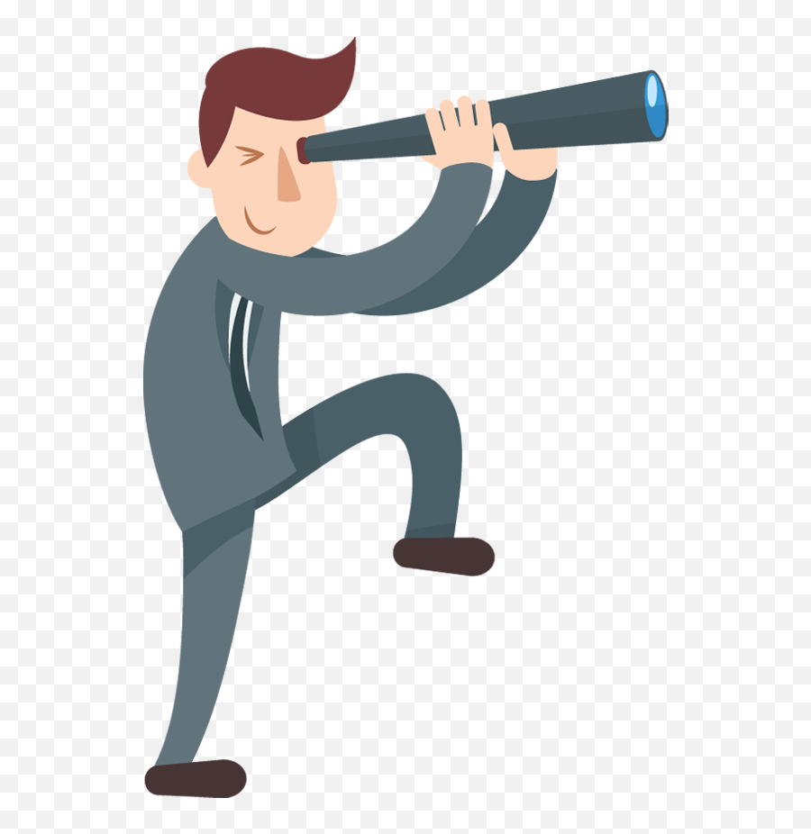 Cartoon Businessman Looks Through A Telescope Free Stock - Looking Through Telescope Png,People Looking Png