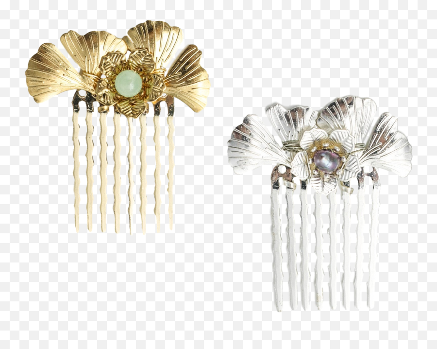 Download Ginkgo Leaf Hair Comb - Chinese Silver Hair Comb Transparent Hair Jewelry Png,Comb Png