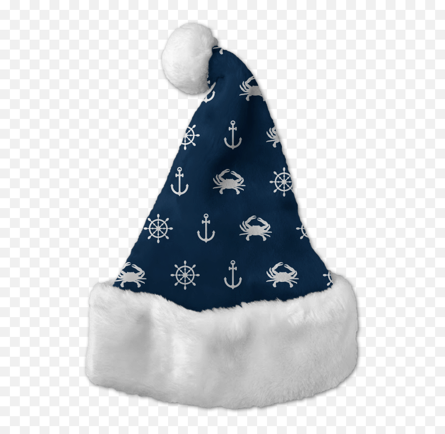 Nautical Crab And Anchor Blue Santa Hat - Blue Christmas Hat Transparent Png,Christmas Hat Png