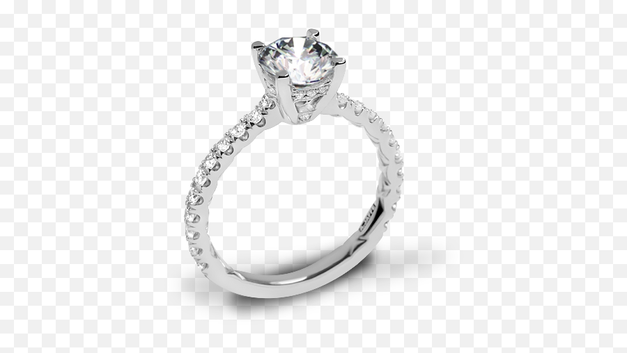 14k White Gold A Jaffe Me1853q Classics Diamond Engagement Ring - Engagement Ring Png,White Ring Png