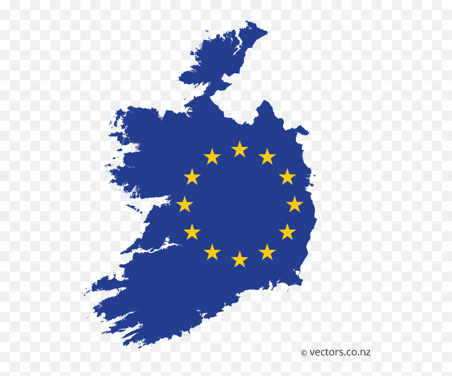 Eu Flag Vector Map Of Ireland - Top Ireland Attractions On Map Png,Ireland Flag Png