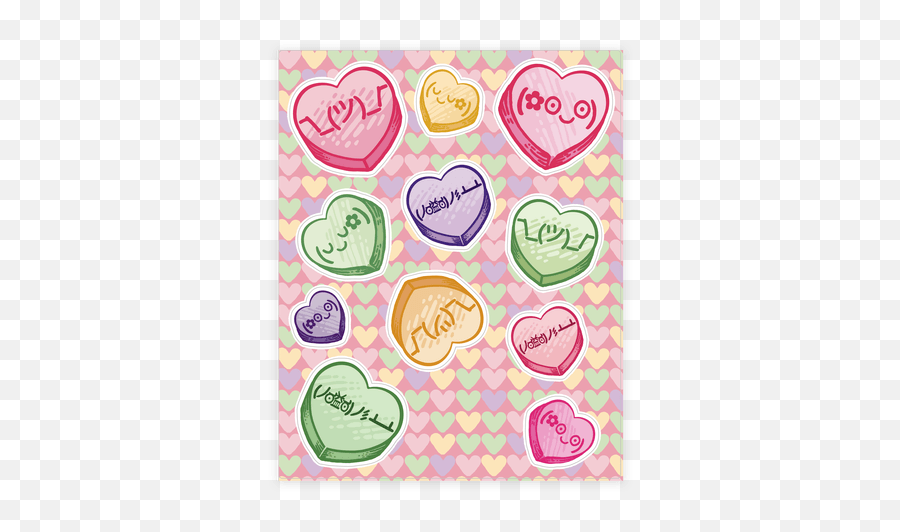 Candy Heart Stickers Sticker And Decal Sheets Lookhuman - Girly Png,Kawaii Heart Png