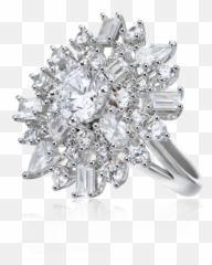 White Snowflake Ring 925 Sterling Silver With Cysrals - Solid Png,Silver Snowflake Png