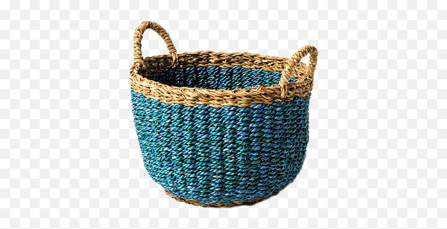 Seagrass Jute Basket Blue Small - Laundry Basket Png,Basket Png