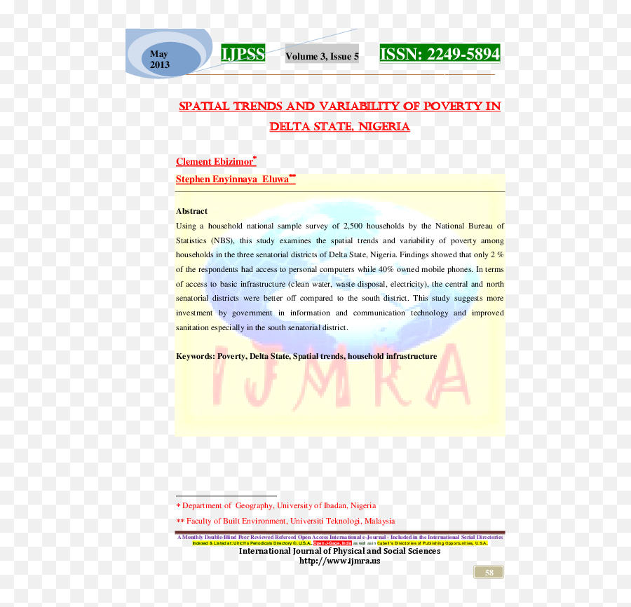 Pdf Poverty Trends And Variability In Delta State Nigeria - Dot Png,Hirschl 2011 Socioeconomic Icon