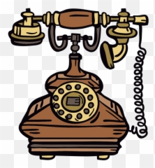Retro Hand Drawn Classic Rotary Phone - Transparent PNG Telefono Vintage Ilustracion