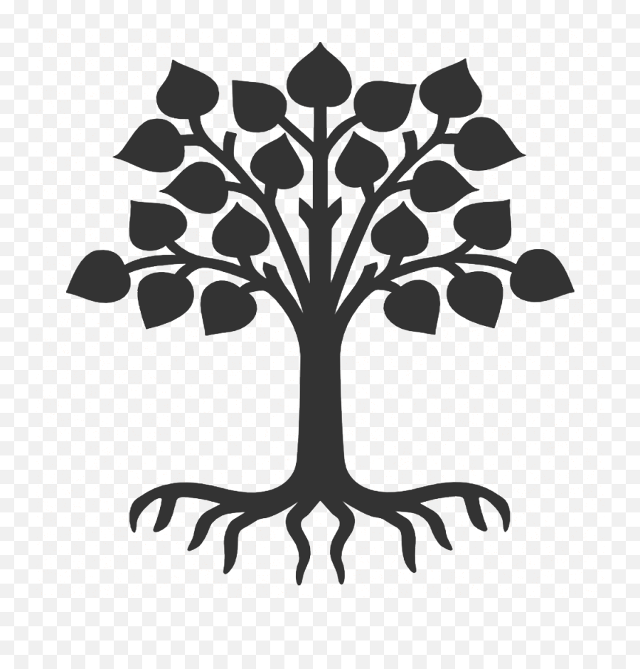 Meditation Clipart Tree - Tree With Roots Clipart Black And White Png,Oak Tree Silhouette Png