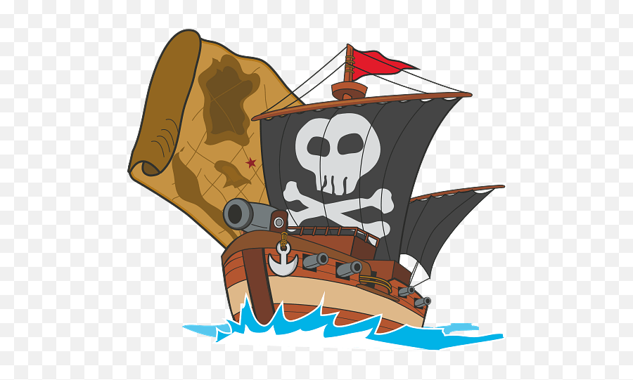 Pirate Ship And Treasure Map - Pirate Ship Clip Art Png,Pirate Ship Transparent Background