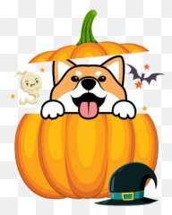 Kawaii Shiba Inu Dog Pumpkin Japanese Anime Halloween Gift Tshirt Coffee Mug - Happy png