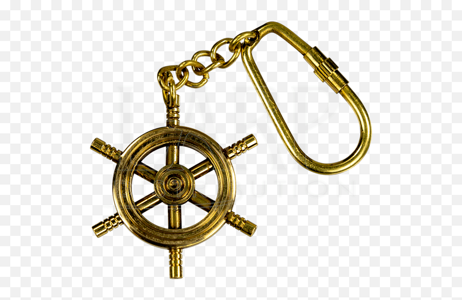Brass Ship Wheel Keychain - Brass Png,Ship Wheel Png