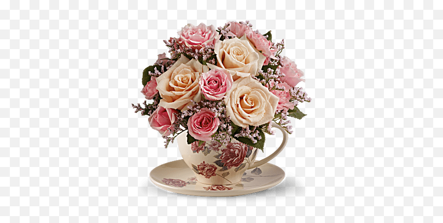 Victoria Tea Cup T210 - 3a In Palm Desert Ca The Flower Company Teleflora Victorian Teacup Bouquet Png,Tea Cup Transparent