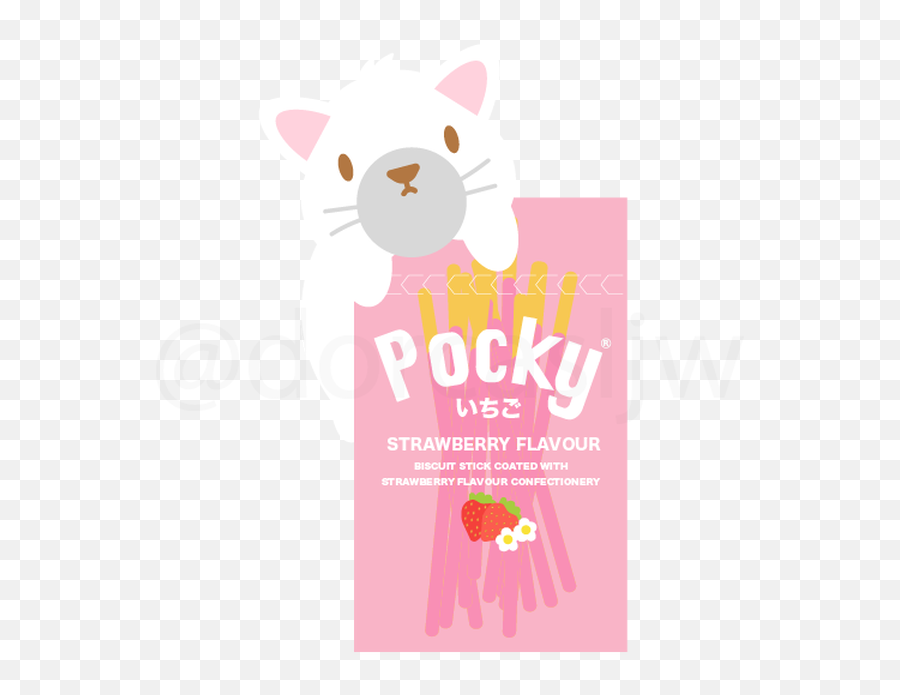 Strawberry Pocky Cat - Illustration Png,Pocky Png