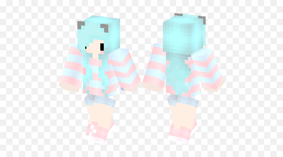 Girl With Cat Ears Minecraft Skin Hub - Girl Cat Minecraft Pc Skins Png,Cat Ears Transparent