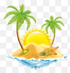 Island Vector Png Transparent - Beach Coconut Tree Clipart,Island Transparent