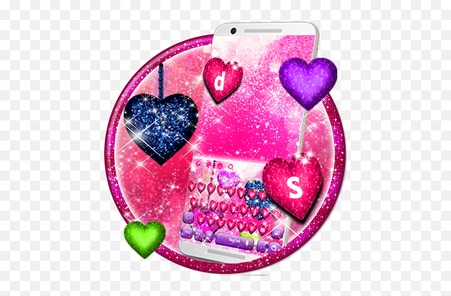 Glitter Neon Hearts Keyboard Theme - Heart Png,Neon Heart Png