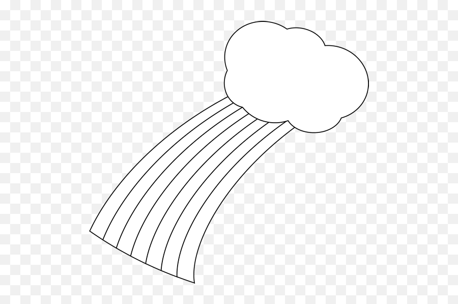Download Hd Black And White Rainbow Cloud Clip Art - Black And White Outline Rainbow And Cloud Png,Rainbow Clipart Transparent