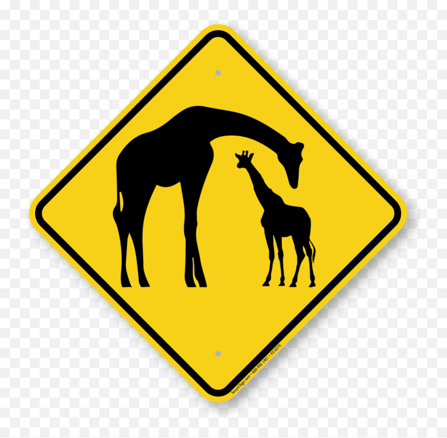 Giraffe With Calf Crossing Road Sign Sku K2 - 0275 Clipart Deer Crossing Sign Png,Giraffe Transparent