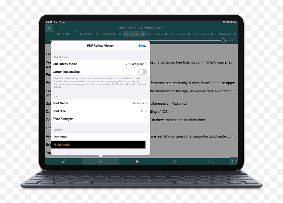 Reading Pdf Files Reflow Goodreader Pro For Ipad And - Space Bar Png,Page Break Icon