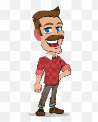 Simple Style Cartoon Of A Man With Mustache Graphicmama - Male Simple Cartoon Characters Png,Cartoon Arm Png