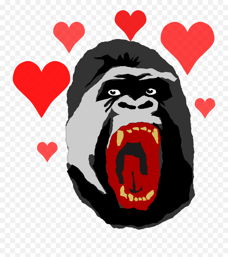 Funny Valentine Gorilla With Hearts - Heart Png,Gorilla Png