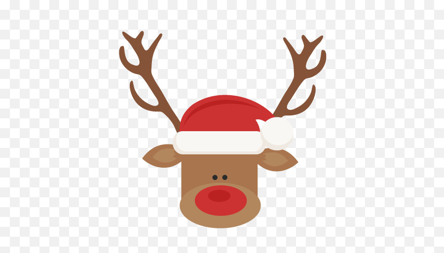 Reindeer With Santa Hat Svg Cutting Files For Scrapbooking - Reindeer With Santa Hat Png,Christmas Hat Png