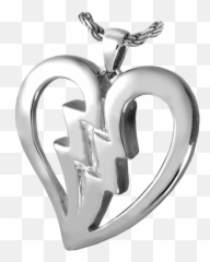 Breaking Heart Wholesale Sterling Silver Cremation Jewelry - Solid png