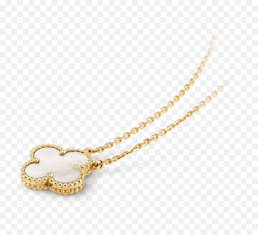 14k Yellow Gold Mother Of Pearl Clover Necklace 32000569 Shin Brothers - Van Cleef And Arpels Alhambra Png,Religious Icon Necklace
