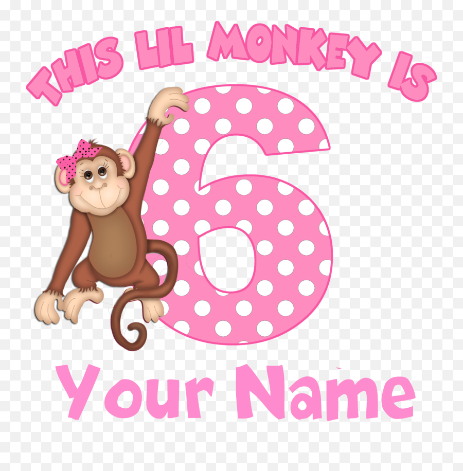 6th Birthday Monkey Girl Kids Light T - Shirt 6th Birthday Clip Art Png,Birthday Girl Png
