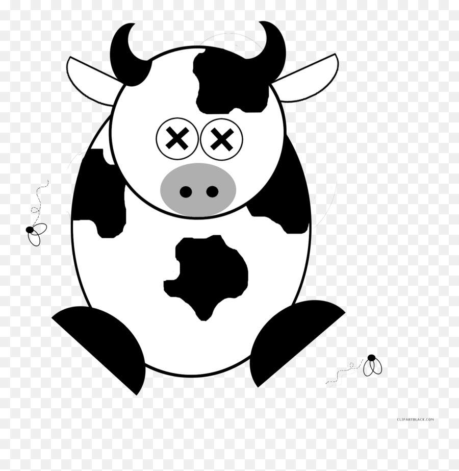 Download Cartoon Cow Animal Free Black - Dead Cow Clipart Png,Cow Face Png
