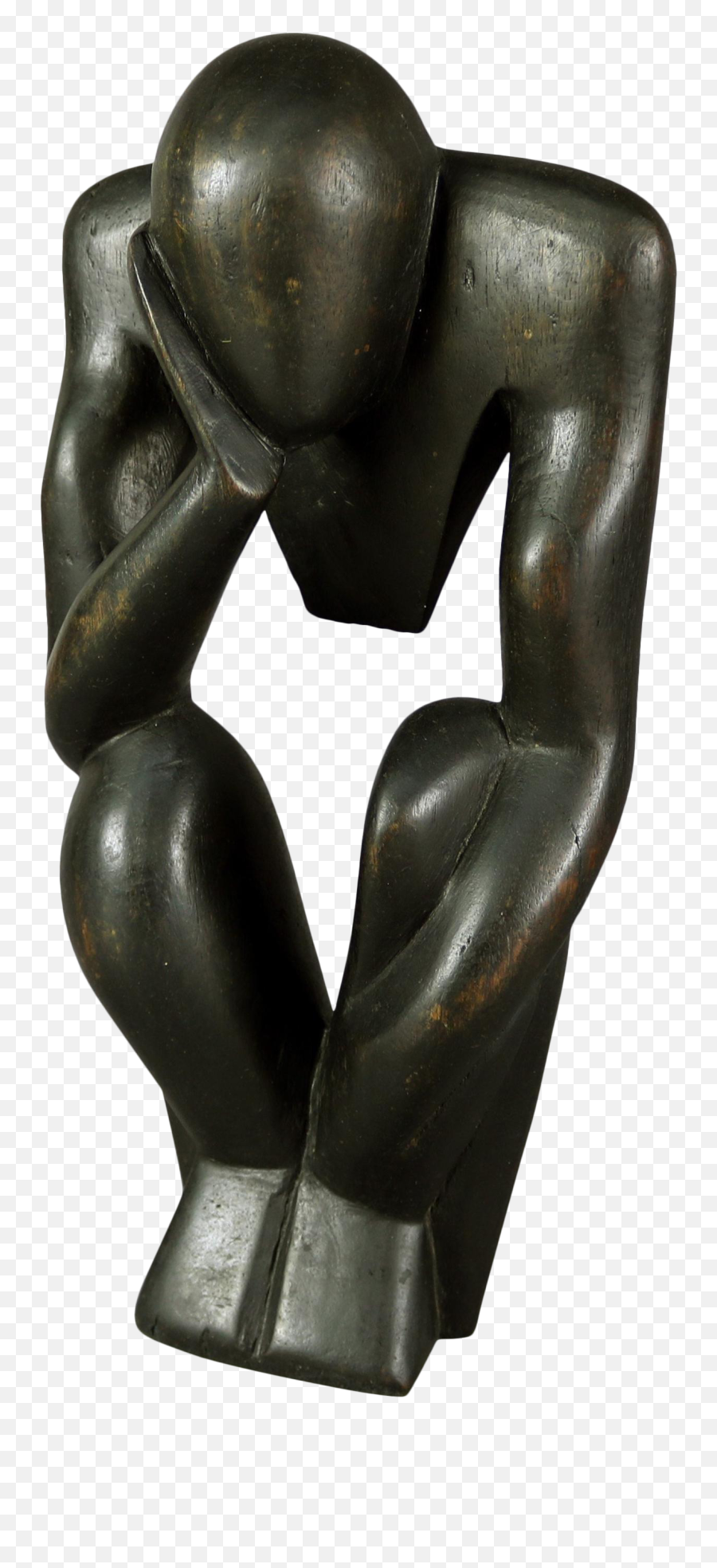 Thinker Modern Ebonized Carved Wood - Bronze Sculpture Png,The Thinker Png
