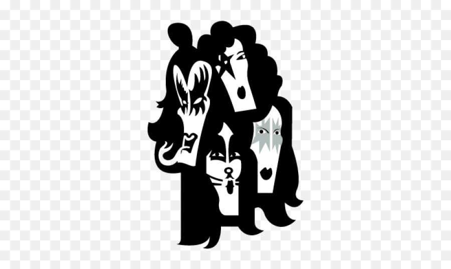 Kiss Band Silhouette - Vintage Concert White T Shirts Png,Band Silhouette Png