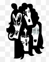Kiss Band Silhouette - Vintage Concert White T Shirts png