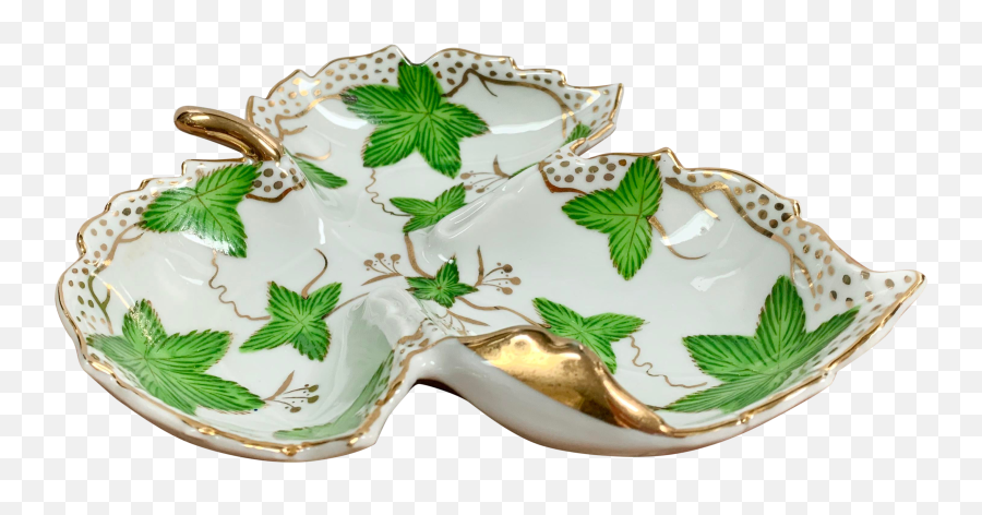 Vintage Hand Painted Porcelain Ivy Leaf Trinket Dish - Serving Tray Png,Ivy Leaf Png