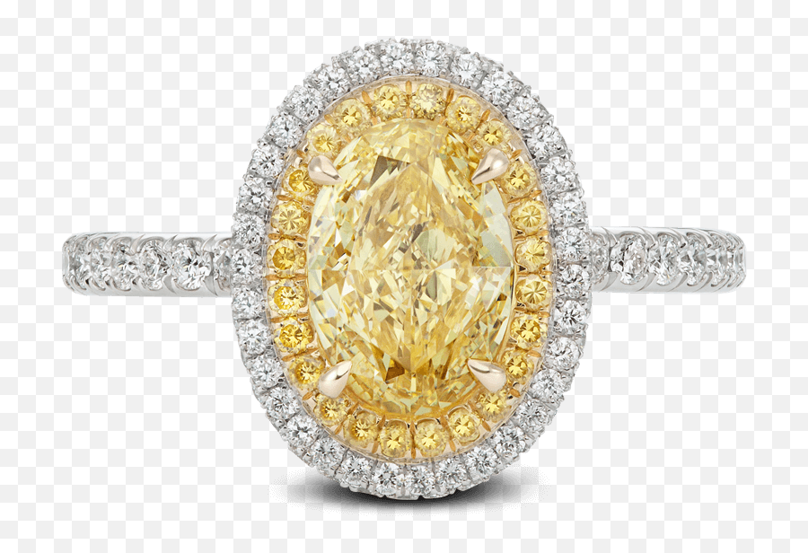 Download Ring Lumière Yellow Diamond Halo Oval White - Yellow Diamond Princess Cut Rings Png,Yellow Diamond Png