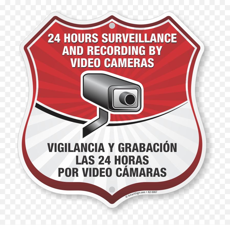 Bilingual Surveillance Signs Spanish Signos De Vigilancia - 24 Hours Surveillance And Recording By Video Cameras Png,Video Surveillance Camera Icon