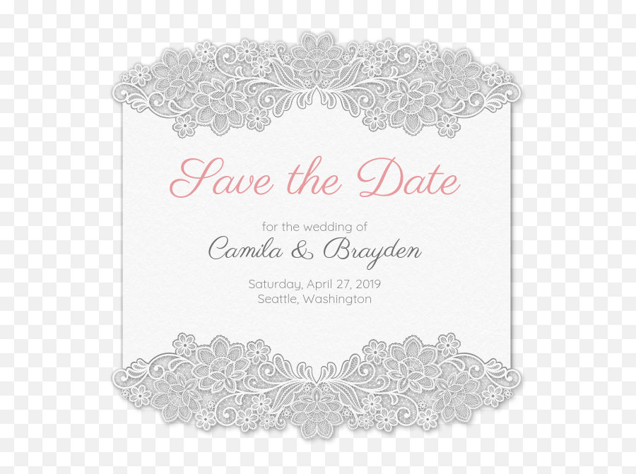 Lace Wedding Save The Date Card - Bridal Shower Png,Save The Date Png
