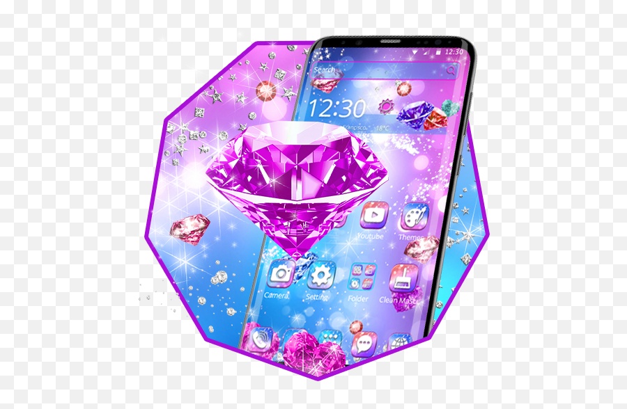 Pink Shiny Diamond Theme Apk 112 - Download Apk Latest Version Smartphone Png,Shiny Icon