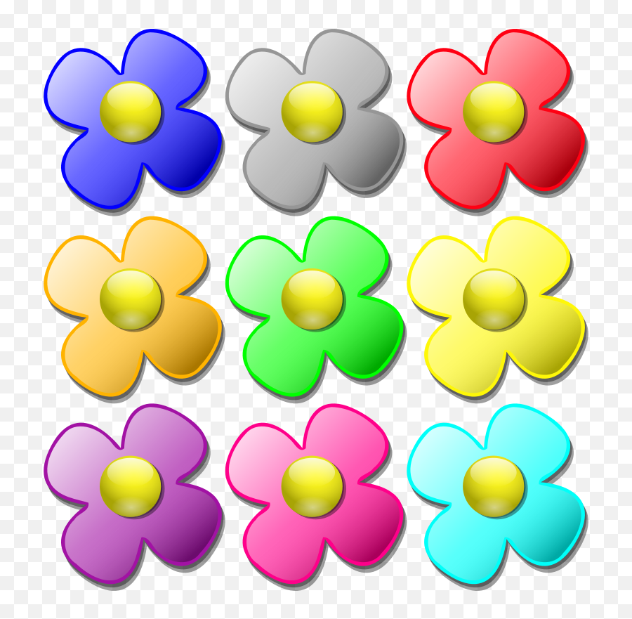 16 Flowers Color Clipart Small Flower Free Clip Art Stock - Different Color Flower Clipart Png,Flower Cartoon Png
