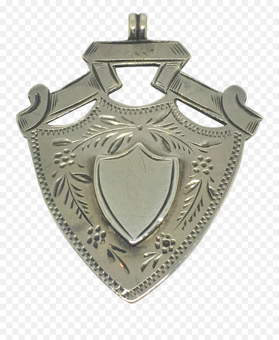 Antique Sterling Engraved Watch Fob - Shield Png,Shield Shape Png