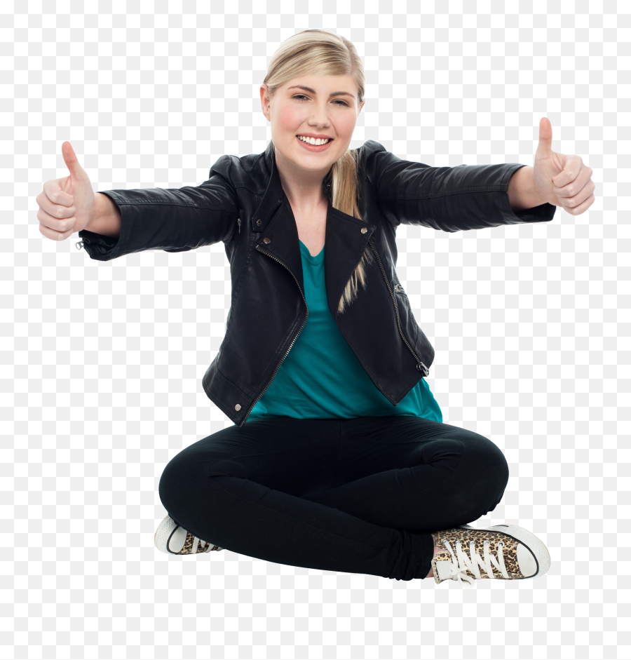 Download Women Pointing Thumbs Up Png - Stretching Hands Sideways,Thumb Up Png