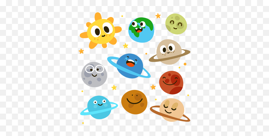 Kids Fun Planets Wall Decals - Tenstickers Cartoon Sun Planets For Kids Png,Icon Wall Stickers