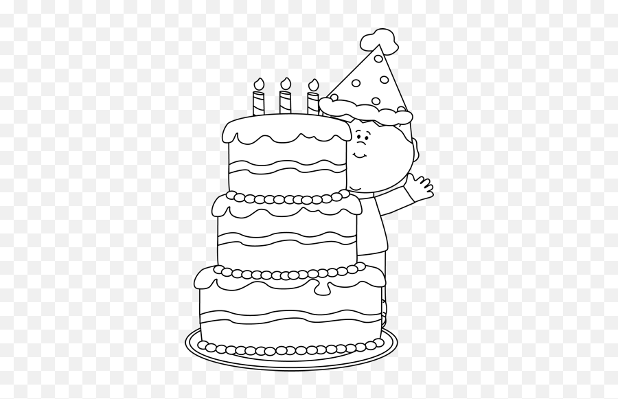 Cake Black And White Happy Birthday Clipart - Behind Black And White Png,Cake Clipart Png