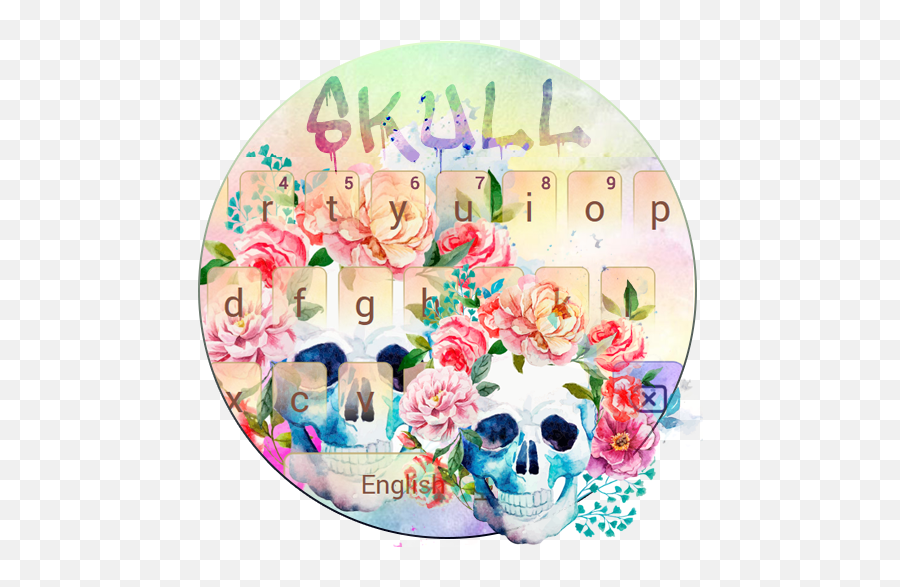 Rose Skull Flower Keyboard Theme - Aplicacións En Google Play Floral Skull Png,Dead Flowers Png