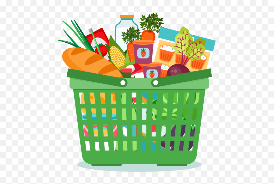 Download Groceries Vector Food Basket Png Freeuse - Grocery Food Basket Vector Png,Basket Png