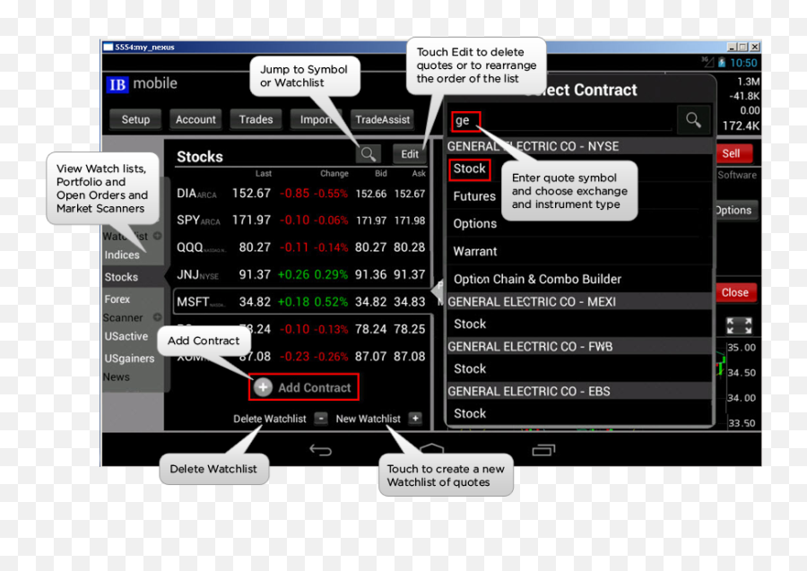 Mobiletws For Android Tablet Webinar Notes Interactive - Interactive Brokers Tablet App Png,Samsung Tablet Icon Glossary