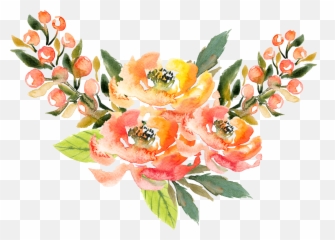 Download Hd Flower Patterns - Orange Watercolor Flower Transparent Png,Orange Flowers Png