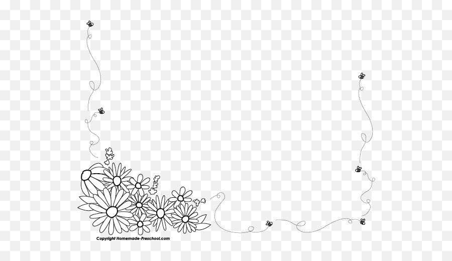 Black And White Flower Borders Png - Bee Border Black And White,Fun Border Png