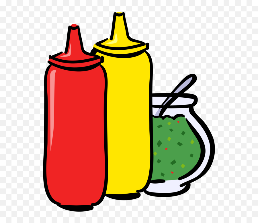 Vector Illustration Of Ketchup Mustard And Relish - Ketchup Ketchup Mustard Relish Clipart Png,Ketchup Bottle Png